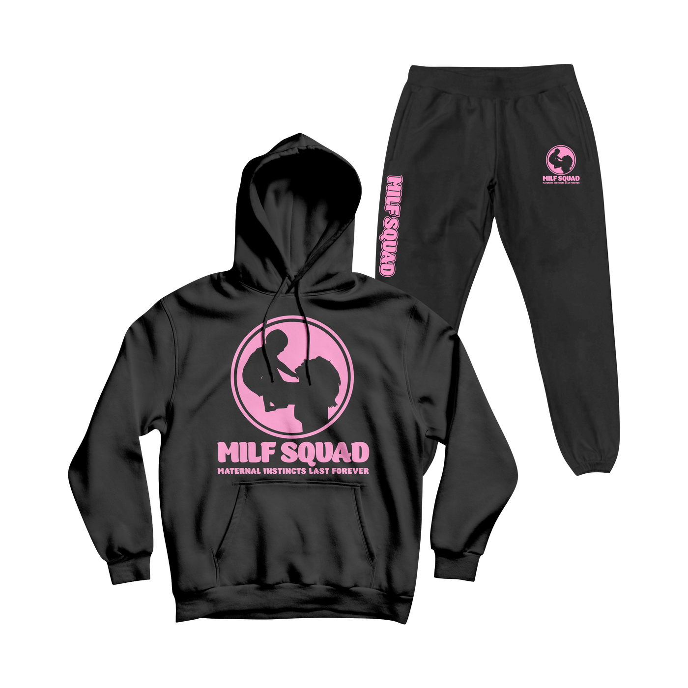 MILFSQUAD Noir & Neon Sweatsuit – Pink Power Edition