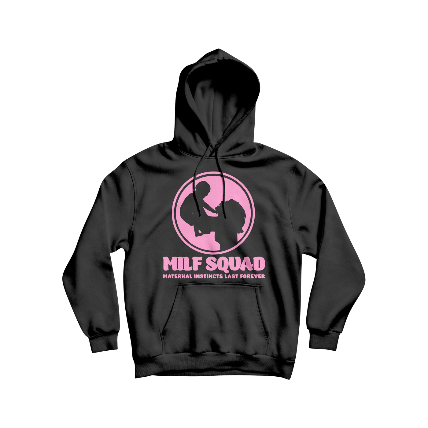 MILFSQUAD “Maternal Instincts Last Forever” Hoodie – Black & Pink Power Edition