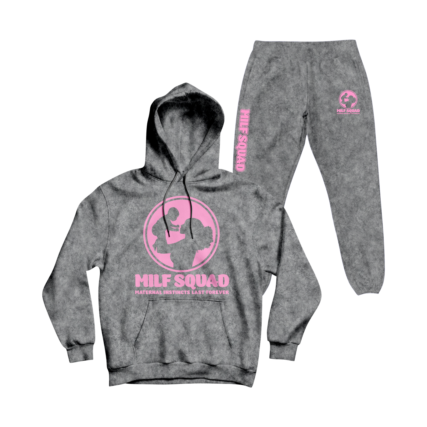 MILFSQUAD Storm Rose Sweatsuit – Pink on Marble Edition