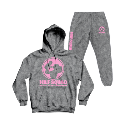 MILFSQUAD Storm Rose Sweatsuit – Pink on Marble Edition