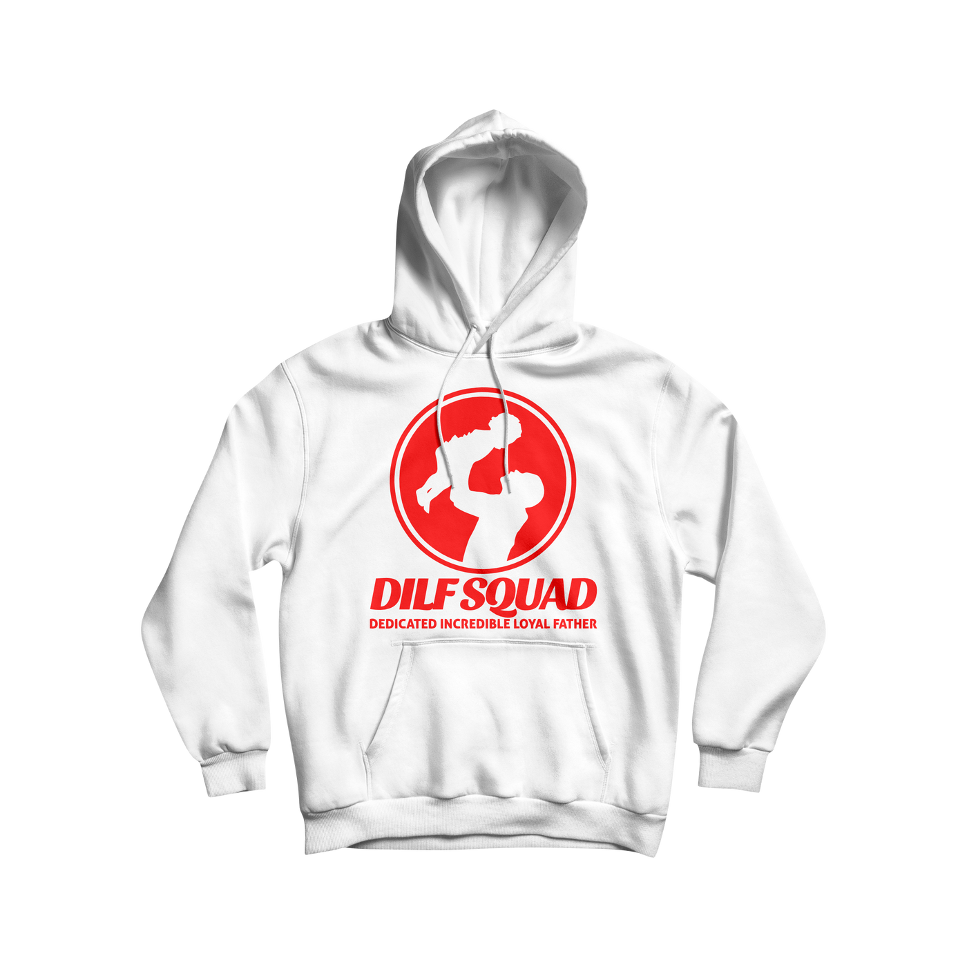 DILFSQUAD “Dedicated Incredible Loyal Father” Hoodie – White & Red Edition