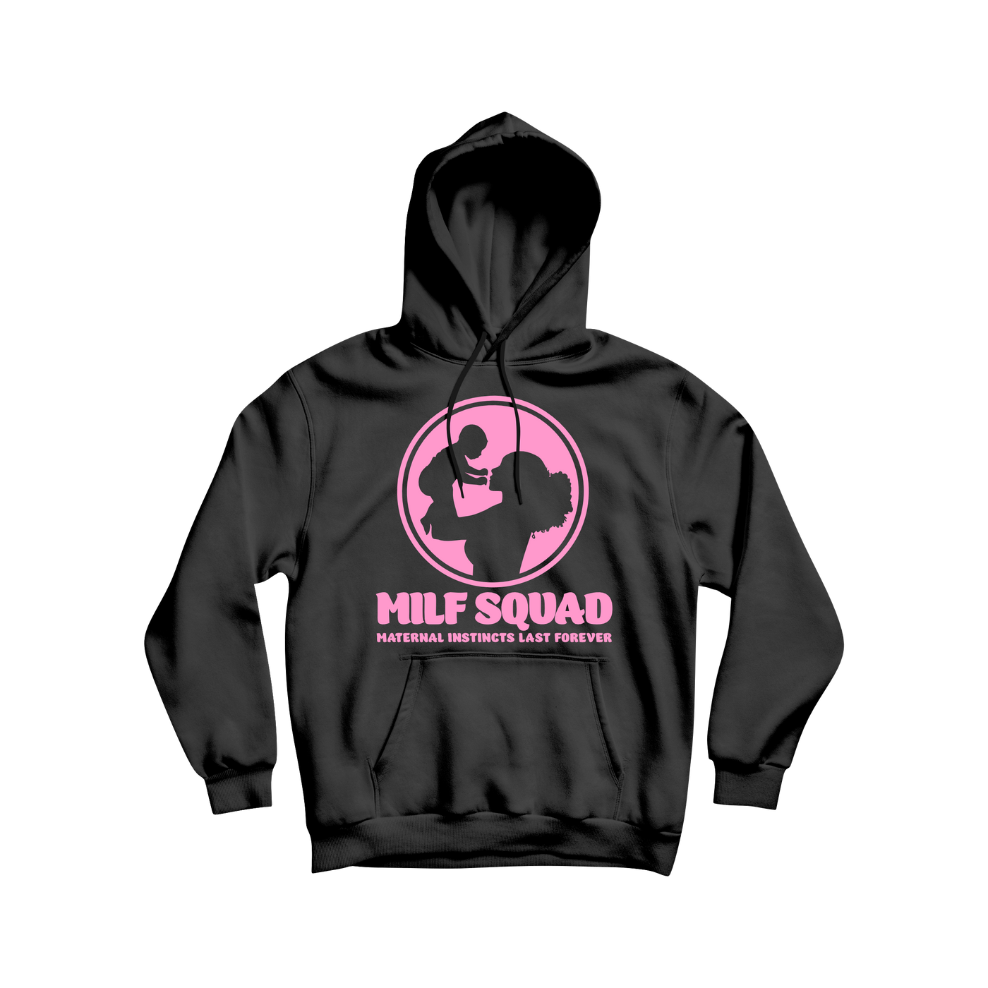 MILFSQUAD “Maternal Instincts Last Forever” Hoodie – Black & Pink Power Edition